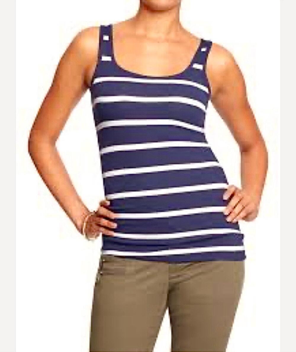 Y2K Old Navy The Perfect Tank Top XL Purple White Stripe Sleeveless Stretchy